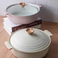 Panela de sopa com orelha dupla, panela de indução disponível, panela de sopa pequena, panela quente antiaderente