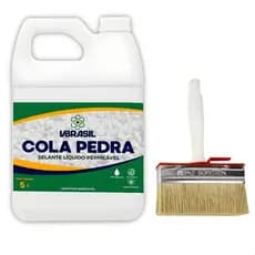 Kit Cola Pedra 5L VBrasil Fixador De Jardim Calçamento Pedrisco + Broxa De Pintura Profissional Aplicação Completa