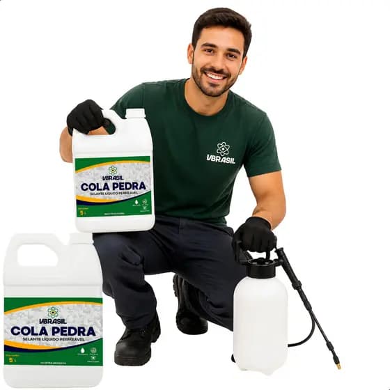 Cola Pedra Fixador de Pedras Brancas Seixos Pedriscos Jardim Selante Líquido Permeável VBrasil 5 Litros Nanotecnologia