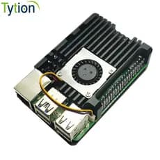 Raspberry Pie 5 Concha de radiador de Metal de alumínio com fio JST4 PWM Regulador de velocidade Ventilador Turbo centrí