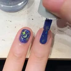 Vida verde céu estrelado Van Gogh estrela lua céu azul Manicure polonês à base de água inodoro rasgar esmalte não