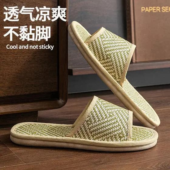2026 novo estilo Rattan grama sandálias de linho das mulheres dos homens verão Anti-deslizamento absorvente de suor não-