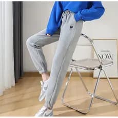 Puro algodão urso bordado sweatpants feminino solto primavera outono estudantes cintura alta mais magro olhar sweatpants