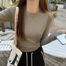 2025 novo estilo início do outono estilo fino de manga comprida camiseta feminina magro-ajuste mais magro olhar interior