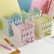 Kaba urso estante prateleira retrátil simples estudante livro clipe simples estante mesa de ferro estante Macaron cor