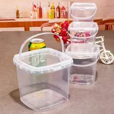Premium 2026 novo estilo quadrado balde de embalagem de alimentos selado balde portátil transparente molho branco gelo e