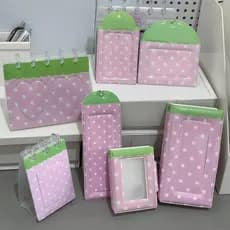 Vida titular do cartão de quatro grades bonito rosa morango bolinhas 10cm pequeno cartão de armazenamento livro Polaroid