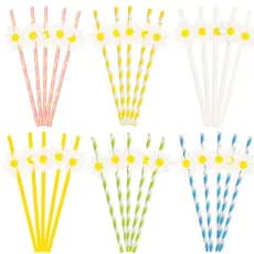 Canudos de papel criativos descartáveis, estoque pronto transfronteiriço, 10 peças, flor pequena, margarida, decoração d