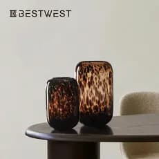Melhor oeste âmbar leopardo impressão vaso de vidro ornamentos casa Designer ornamentos macios recipiente flor hidropôni