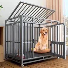 Gaiola para cães, tubo médio e grande, gaiola para cães, negrito, interno, gaiola para animais de estimação com canil de