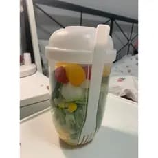 Copo de frutas de camada dupla, garfo portátil drenável com tampa, trabalhador de escritório, estudante, café da manhã,
