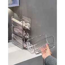 Ferro de ondulação armazenamento transparente assim banheiro cômoda Desktop secador de cabelo clipe reto organizar Rack
