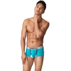Cuecas boxer masculinas SEOBEAN Cuecas boxer de cintura baixa com bolso justo Cuecas boxer de cor sólida