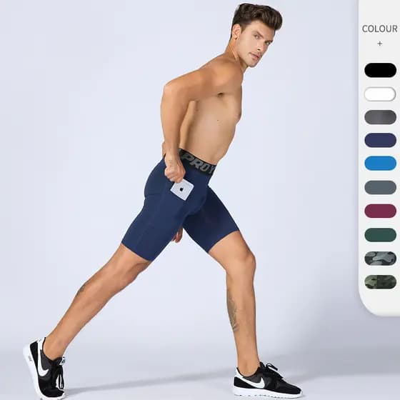 Shorts esportivos masculinos PRO Shorts de Fitness com bolsos Esportes Corrida Treinamento Shorts Skinny elásticos de se
