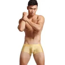 Cuecas boxer masculinas SEOBEAN cintura baixa Skinny sedosa boxer cuecas jovens moda cor sólida cuecas boxer