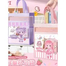 Bolsa de Tutorial portátil de desenho animado de grande capacidade Bolsa de transporte para meninas Bolsa de escola prim