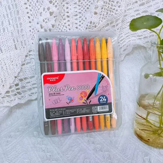 Conjunto de canetas aquarela Munami 24 cores P3000 Fácil de colorir Cor doce Fresco Alunos da escola primária Fibra colo