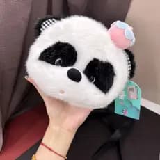 Qingyifang Little Panda Joey JOY Bolsa Diagonal pequena de pelúcia fofa estilo infantil bolsa de ombro decoração infanti