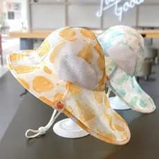 Crianças chapéu verão estilo fino pára-sol malha respirável meninas balde chapéu grande borda protetor solar feminino be