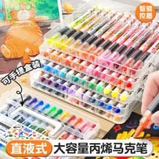 Marcador acrílico de ponta macia líquido reto conjunto de canetas aquarela opaco à prova d'água empilhável caneta de pin