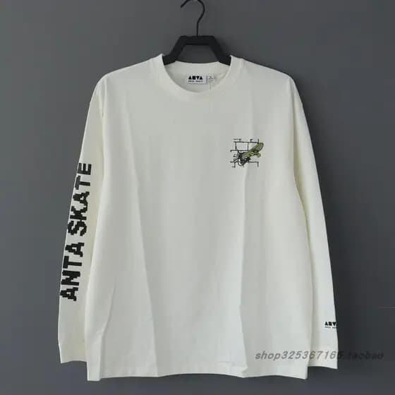 Anta Camiseta masculina de manga comprida primavera outono pulôver moletom solto Casual esportivo Top malhas152448403