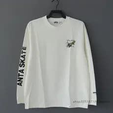 Anta Camiseta masculina de manga comprida primavera outono pulôver moletom solto Casual esportivo Top malhas152448403