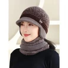 Chapéu de mãe idosa de meia-idade feminino 2025 novo estilo inverno avó idosa à prova de vento chapéu de lã quente lã ch