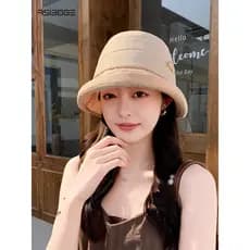 Verão novo estilo de viagem ao ar livre moda temperamento chapéu de sol guarda-sol balde chapéu feminino All-Match prote