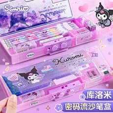 Kuromi Senha Caixa de Papelaria Estilo Menina Bonito Alunos da Escola Primária de Alto Valor Multifuncional Glitter Esto