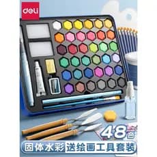 Deli Conjunto de tinta aquarela sólida Arte dedicada 24 cores 36 cores 48 tintas guache Alunos da escola primária usam c
