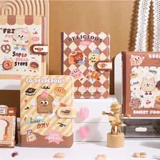 Bread Party 36K Página colorida Fivela magnética Caderno de couro Espessado Caderno de alto valor estilo ins Manual em b