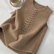 High-End moda outono inverno estilo colete de malha moda estilo minimalista novo estilo chinês sem mangas botão topo 202