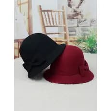 Versão coreana chapéu feminino de lã britânico pequeno chapéu superior outono inverno feminino chapéu inverno moda All-M