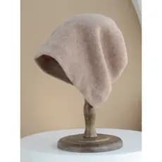 10% chapéu de caxemira feminino outono inverno quente lã pilha chapéu Baotou chapéu de lã de malha Casual chapéu frio ma