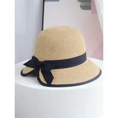 Japonês Casual protetor solar chapéu de palha feminino chapéu de sol verão All-Match aba larga bacia chapéu balde chapéu