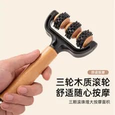 Mão empurrar rolo de madeira massageador muscular relaxar Mace massageador rolo Fitness meridiano Yoga vara coluna Cervi