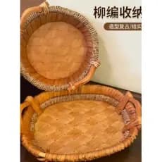 Cesta de armazenamento de vime de vime cesta de frutas cesta de tecido cesta de armazenamento de palha ovo prato de frut