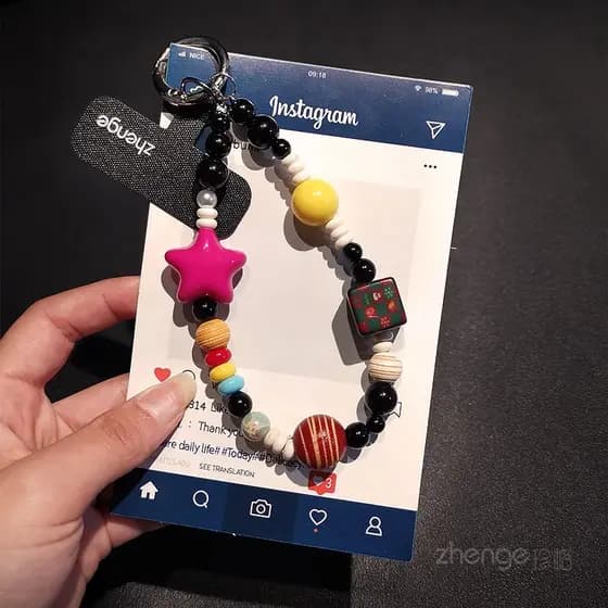 Contas de combinação de cores de domínio duplo cordão de corrente de telefone móvel feminino nicho Amine doce menina enf