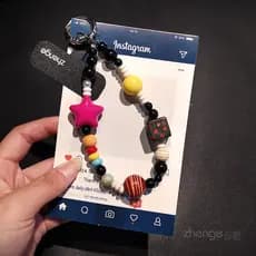 Contas de combinação de cores de domínio duplo cordão de corrente de telefone móvel feminino nicho Amine doce menina enf