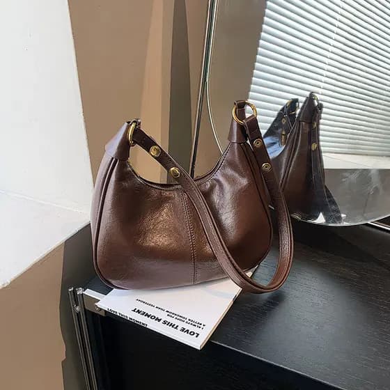 Popular All-Match axilas saco de couro cera de óleo na moda nicho textura saco do mensageiro de um ombro NZTU