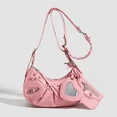 Bolsa para motocicleta 2025, bolsa jeans para axilas com rebites de diamante, padrão de crocodilo, bolsa de ombro cresce