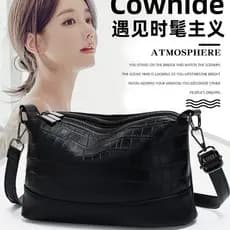 Moda couro genuíno bolsa feminina grande capacidade Multi-camada padrão de pedra bolsa feminina 2026 três camadas bolsa