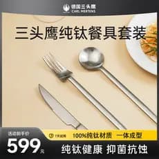Alemão de três cabeças águia puro titânio ocidental talheres colher conjunto high-end luz luxo high-end bife