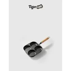 Frigideira de ferro fundido TIGERCAT Panela antiaderente espessada de quatro furos para omelete Ovo não revestido Panela