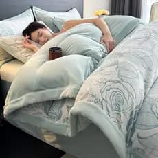 Classe A High-End Jacquard leite veludo folha de cama conjunto de quatro peças inverno quente engrossado colcha capa cam