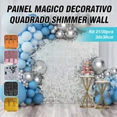 KIT21/30 Painel Mágico Paete Lantejoulas Shimmer Wall Placa 30cmx30cm Pastilha Festa Casamento