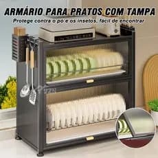 Escorredor De Louças Aço Pratos Talheres Organizador Armário De Cozinha Com 2 Porta Cor Preto/Branco