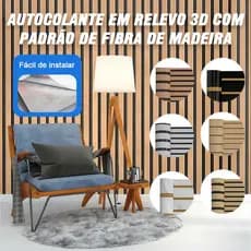 Papel de Parede Madeira Ripado Premium 10m/5m x 60cm Adesivo Autocolante Salas e Quartos