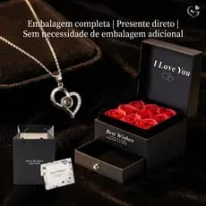Rosa Eterna Preservada Caixa Presente E Colar Feminino Presente P/ Namorada Esposa Amiga Presente Para Dia Das Mães