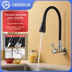 Torneira Cozinha Parede Preta Flexível Duplo Jato Cone 1/4 De Volta Modelos De Chão E De Parede